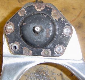 Drill out rivets in upper ball joint of C4 Corvette