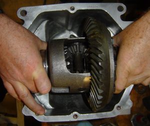 Dana 36 differential being installed in the carrier