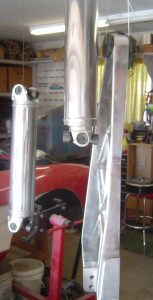 Polished axle shafts & torque arm on 1957 Corvette RestoMod